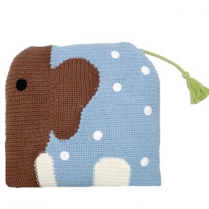 Wilfred blue crochet cushion